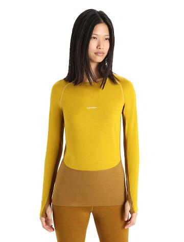 Base Layers Icebreaker 200 ZoneKnit™ Merino Long Sleeve Crewe Femme Doré | FR 1849MQZA